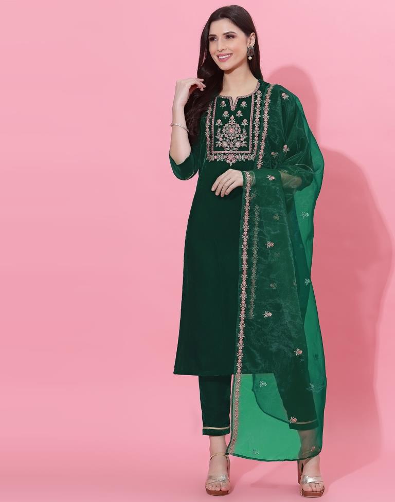 Buy Olive Green Kurti with Pant Set for Women Online in India